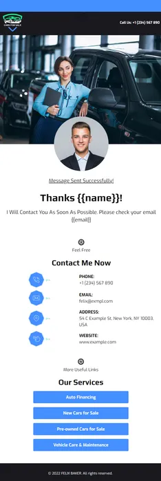 Felix Sell My Car & Auto Sales Digital Business Card Phone Ready Mobile Theme - Image 2