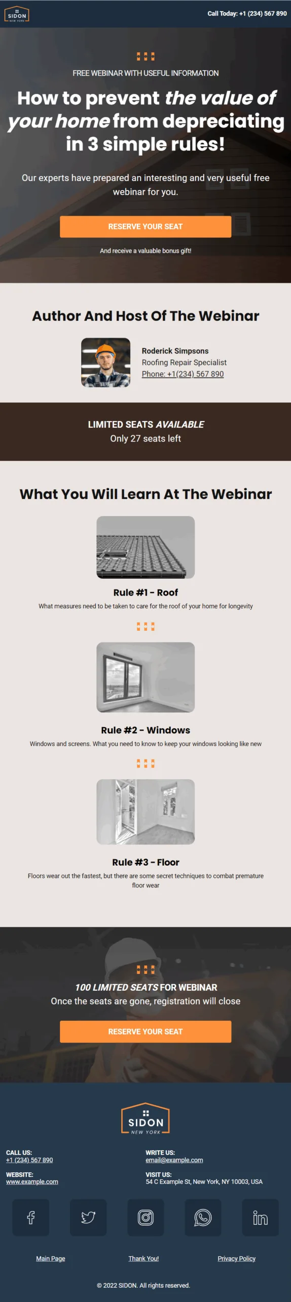Sidon Sliding Windows Roofing Contractor Webinar Digital Business Card Phone Ready Mobile Theme