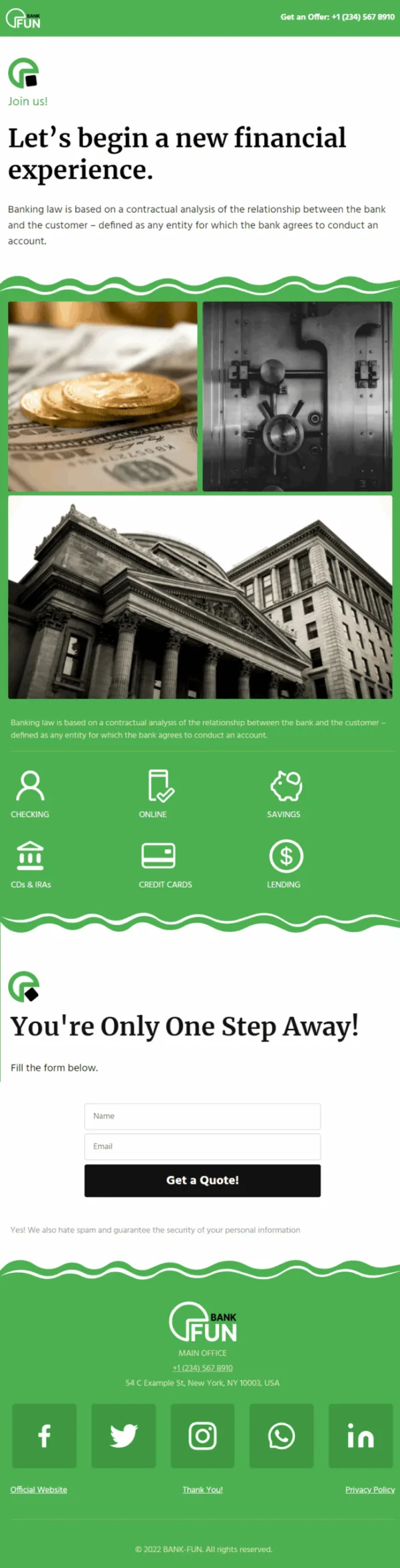 Bank Fun Digital Business Card Phone Ready Mobile Theme
