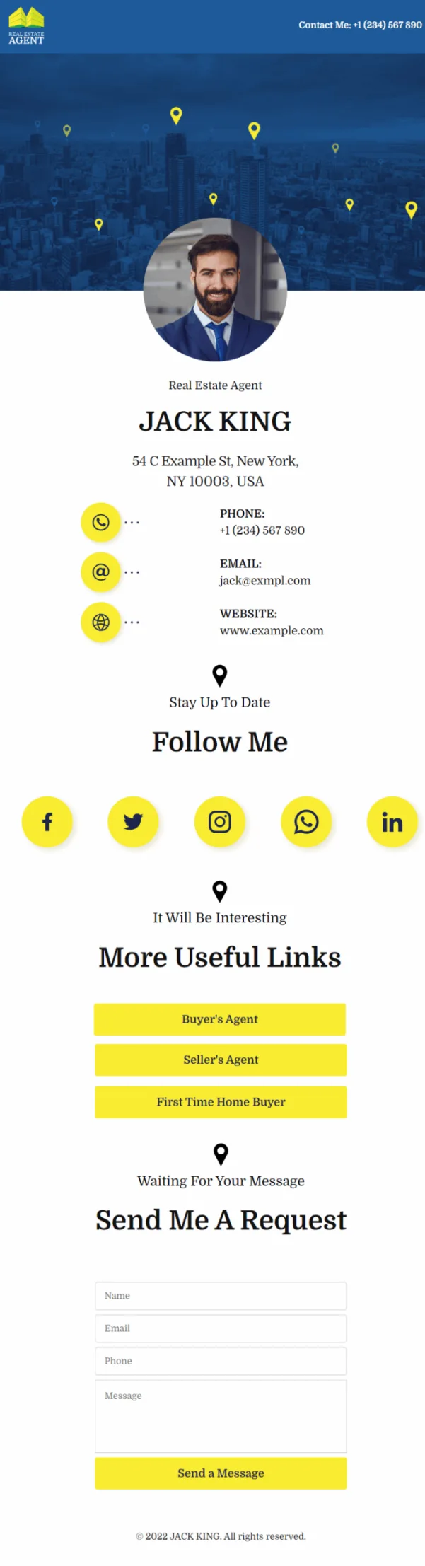 Jack King Real Estate Agent Digital Business Card Phone Ready Mobile Theme