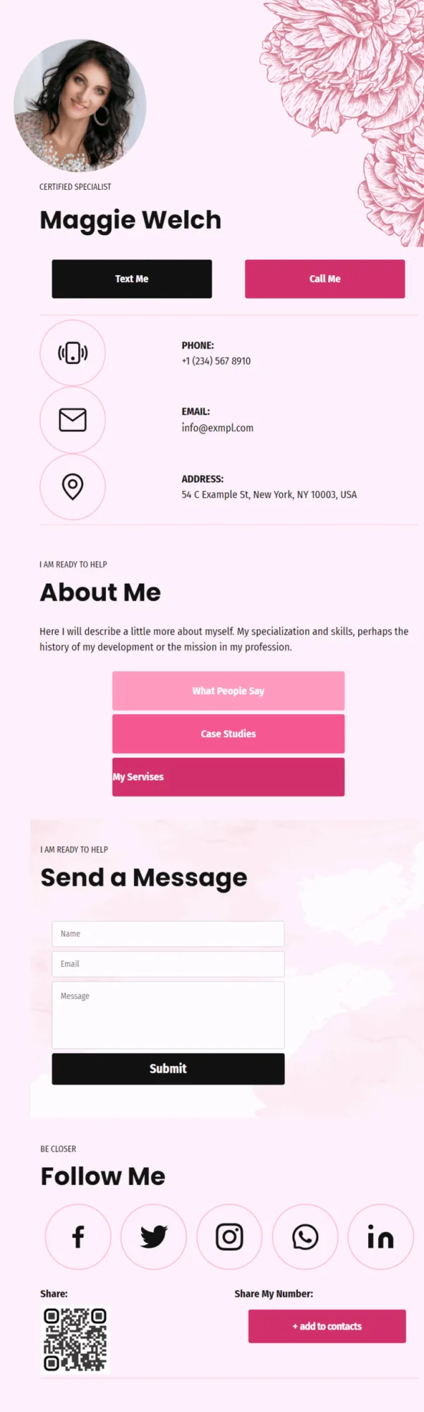 Maggie Welsh Digital Business Card Phone Ready Mobile Theme