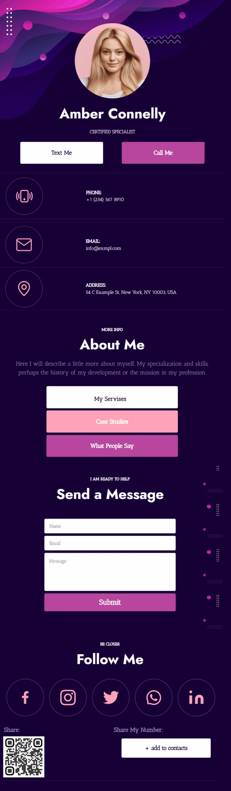 Amber Connelly Digital Business Card & Mobile Website Theme