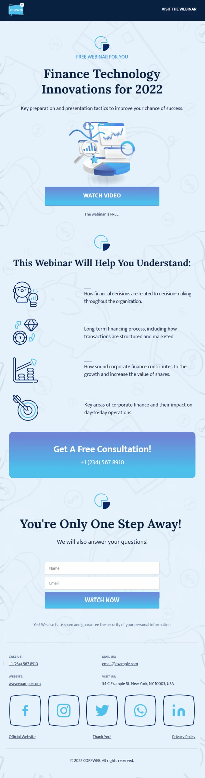CorpWeb Corporate Webinar Phone Ready Mobile Website Theme