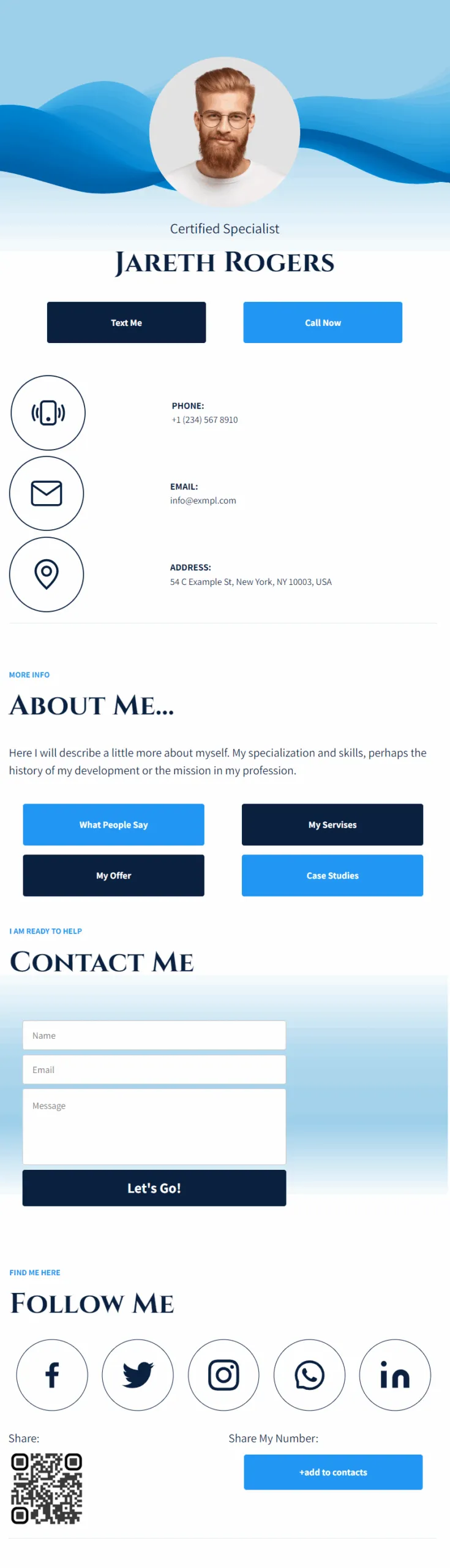Jereth Rogers Digital Business Card Phone Ready Mobile Theme Template