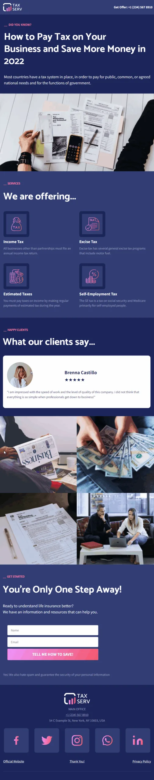 TaxServ Opt-In Funnel Page Phone Ready Mobile Theme