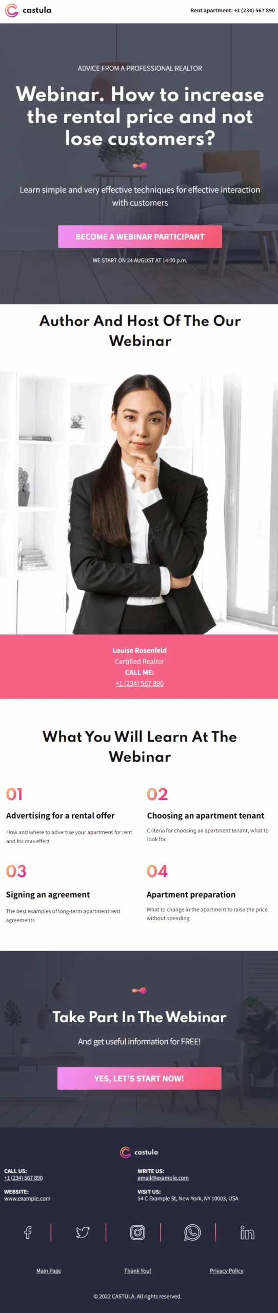 Castula Apartments for Sale or Rent Webinar Funnel Phone Ready Mobile Theme
