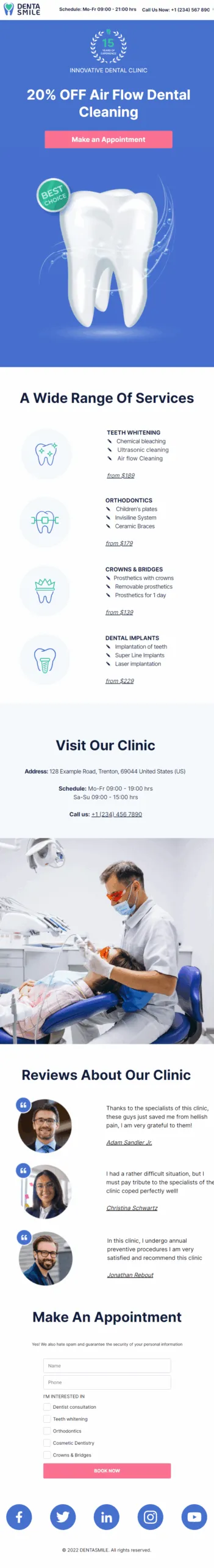 Denta Smile Dentist Digital Business Card Phone Ready Mobile Theme