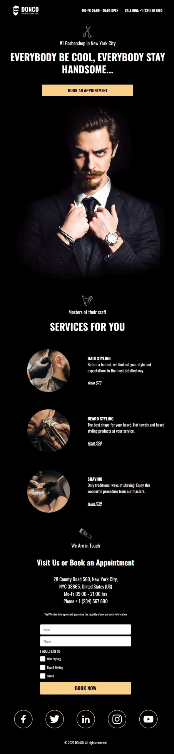 Donco Barbershop and Hairdresser Digital Business Card Website Mobile Ready