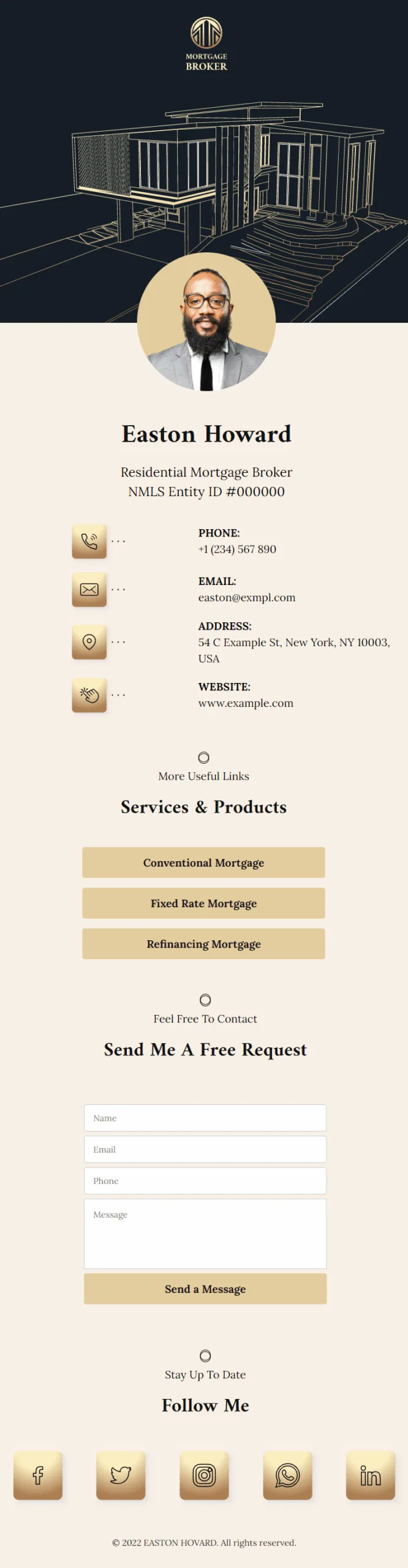 Easton Howard Residential Mortgage Broker Digital Business Card Phone Ready Mobile Theme