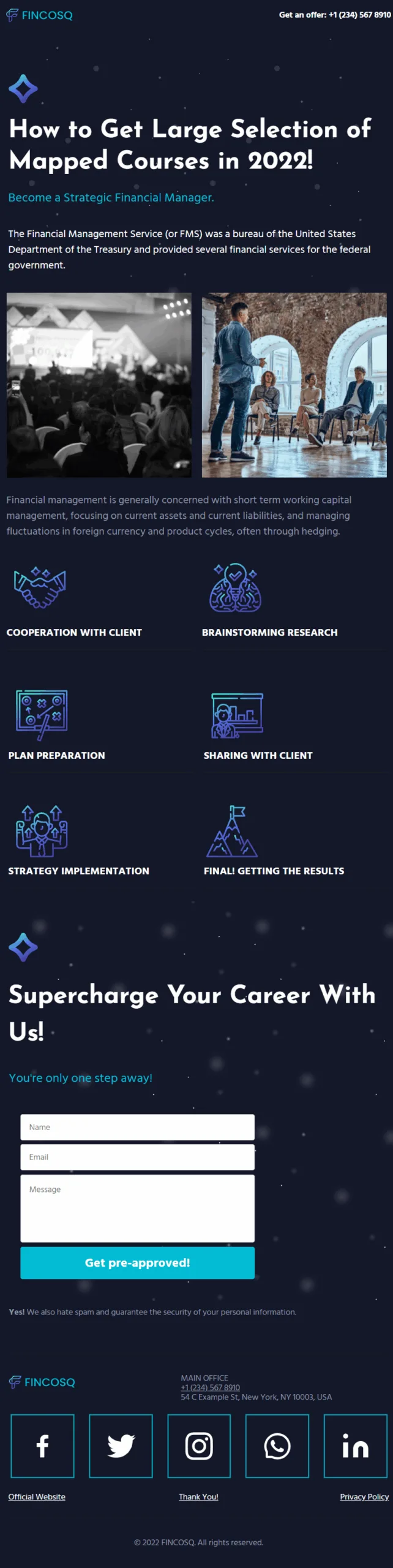 FinCosQ Financial Management Courses Long Opt-in Funnel Phone Ready Mobile Theme