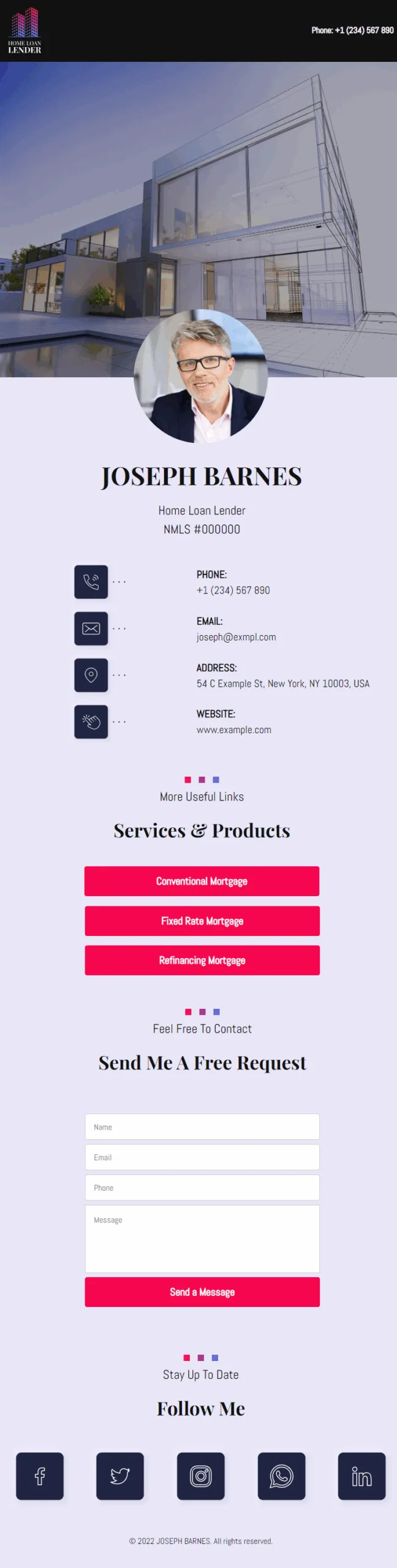 Joseph Barnes Home Loan Lender Digital Business Card Phone Ready Mobile Theme