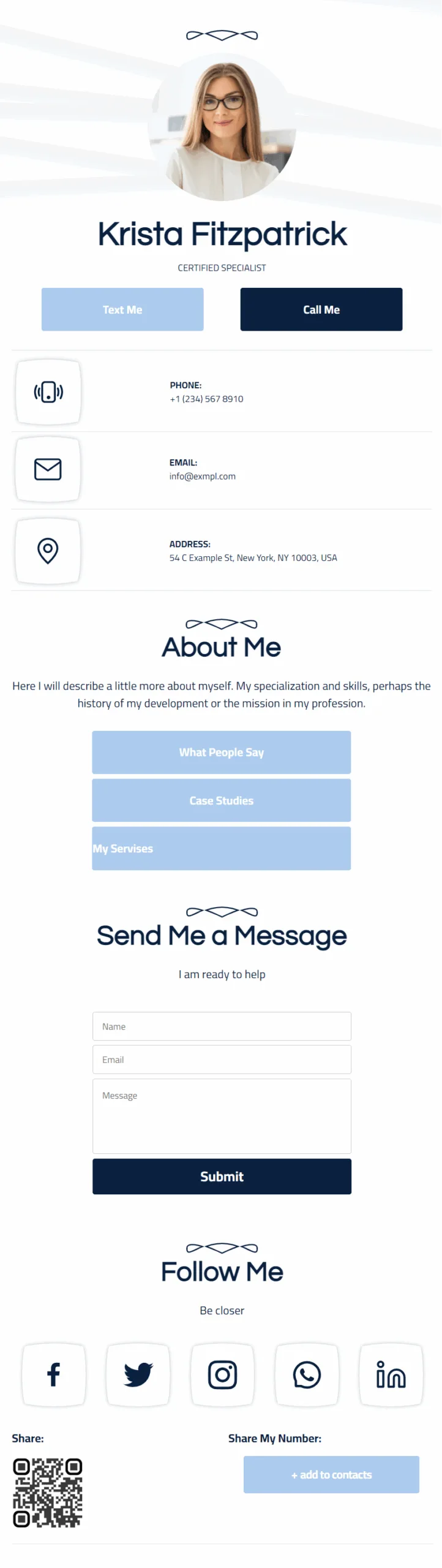 Krista Fitzpatrick Digital Business Card Phone Ready Mobile Theme