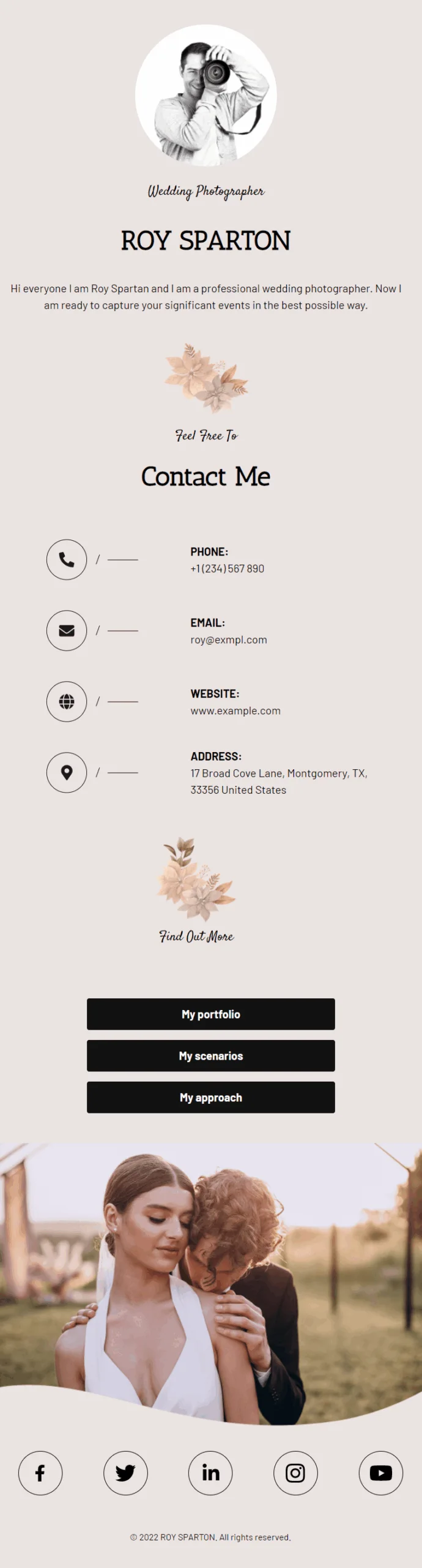 Roy Sparton Photographer Digital Business Card Phone Ready Mobile Theme