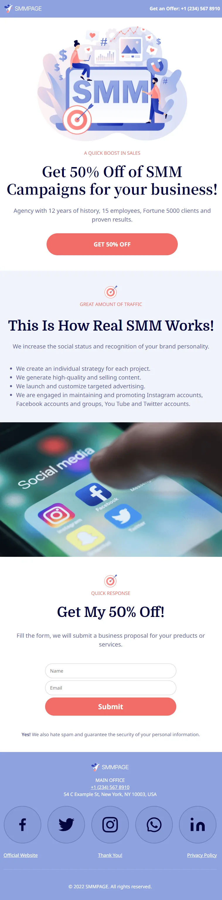 SMMPage Social Media Marketing Digital Business Card Phone Ready Mobile Theme