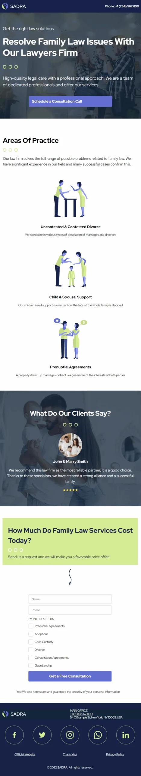 Sadra Family Law Consultation Digital Business Card Phone Ready Mobile Theme