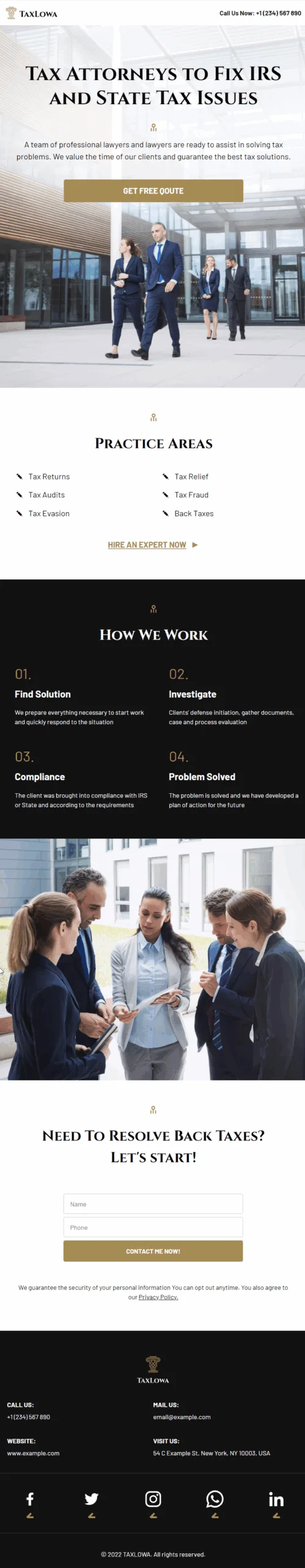 TaxLowa Lawyer & Attorneys Survey Digital Business Card Phone Ready Mobile Theme