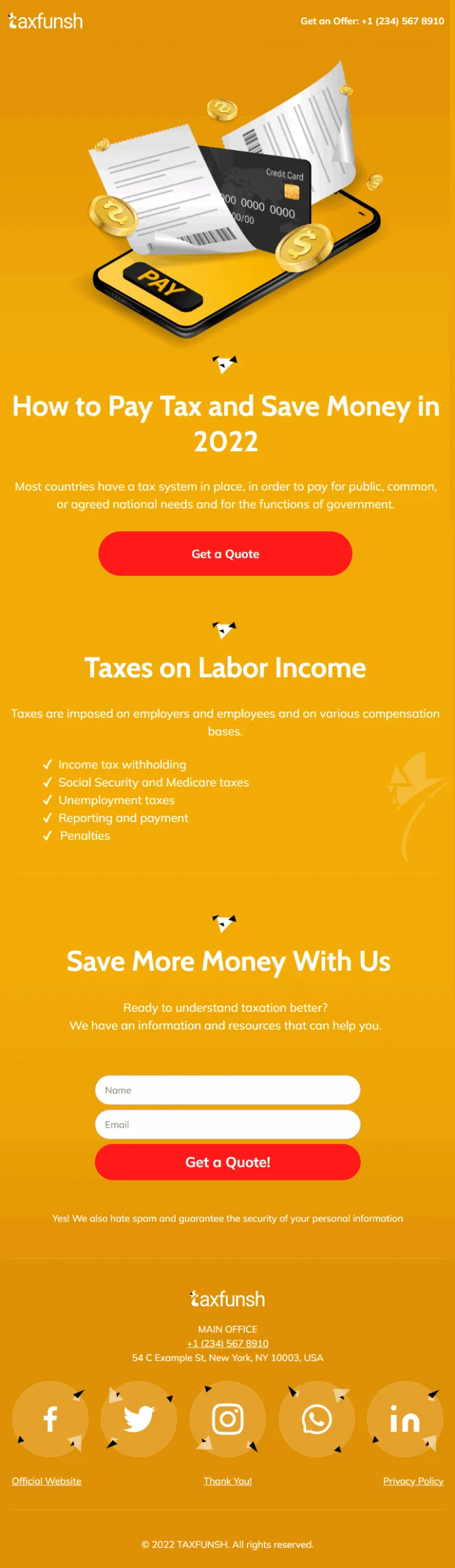 Taxfunsh Tax Services Squeeze Opt-in Funnel Phone Ready Mobile Theme