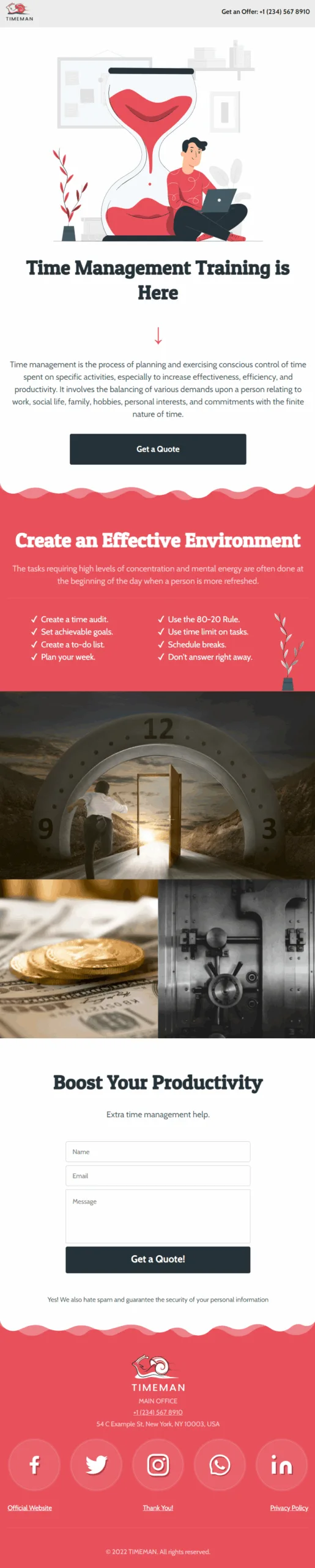TimeMan Time Management Coaching & Training Quote Phone Ready Mobile Theme