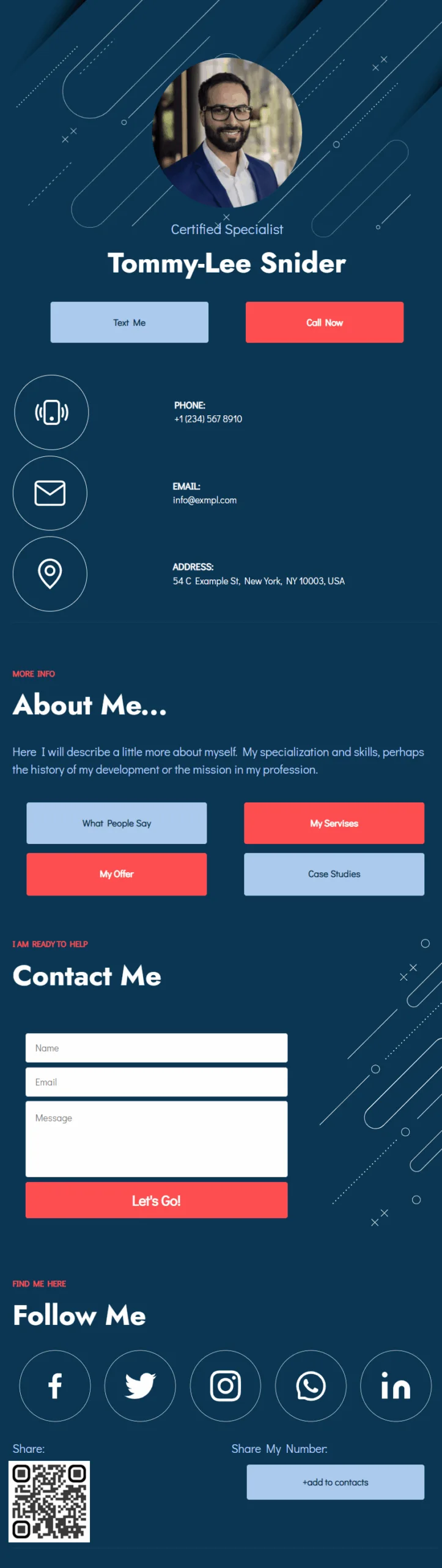 Tommy-Lee Snider Digital Business Card Phone Ready Mobile Theme